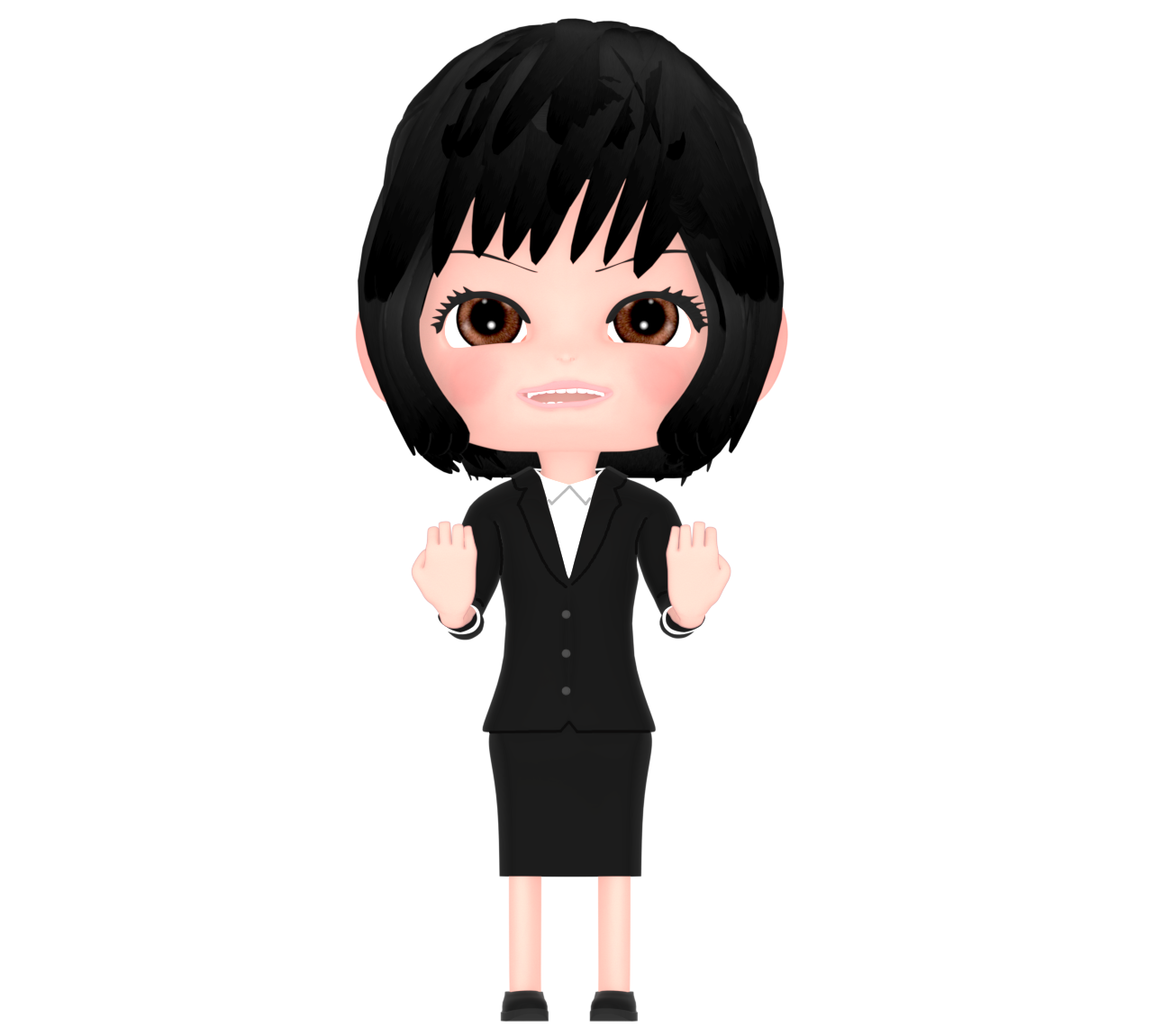 ガッツポーズをする女性会社員のイラスト