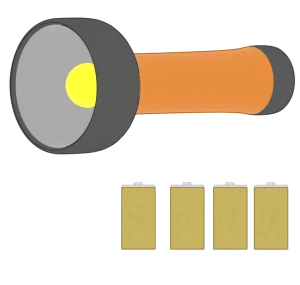 懐中電灯と電池のイラスト