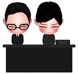 お葬式・お通夜の受付をする男女のイラスト
