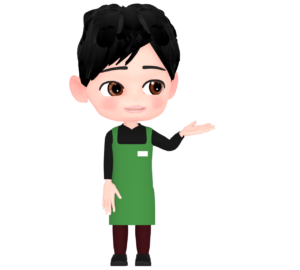 案内をするスーパーの店員のイラスト