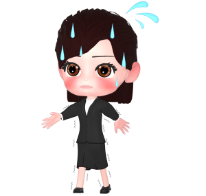 面接で緊張する女性のイラスト