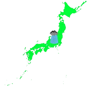 日本で発生するゲリラ豪雨のイラスト