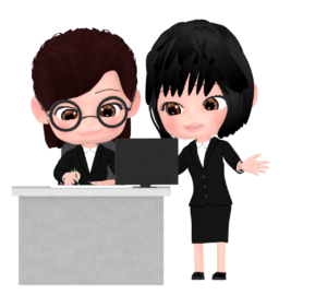後輩に仕事を教える女性会社員のイラスト