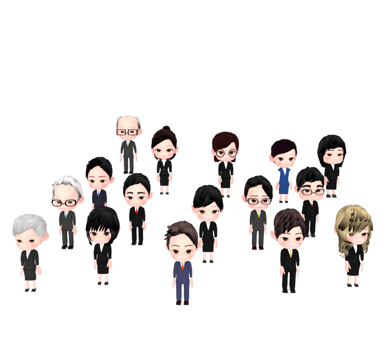 大勢の会社員のイラスト