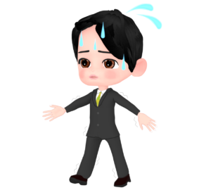 緊張をして歩く男性会社員のイラスト