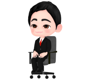 オフィスチェアに座る男性会社員のイラスト