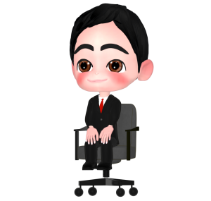オフィスチェアに座る男性会社員のイラスト