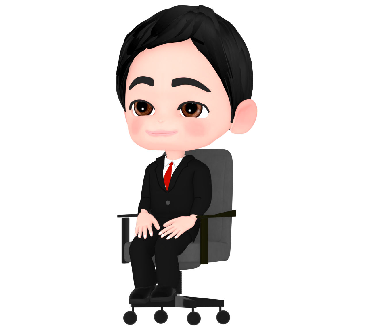 オフィスチェアに座る男性会社員のイラスト