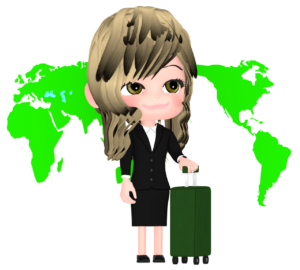 海外出張をする女性のイラスト