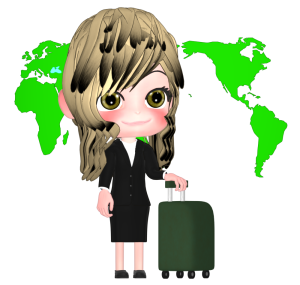 海外出張する女性のイラスト