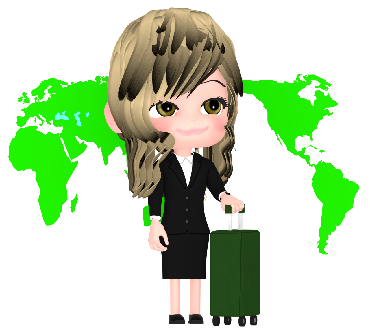 海外出張をする女性のイラスト