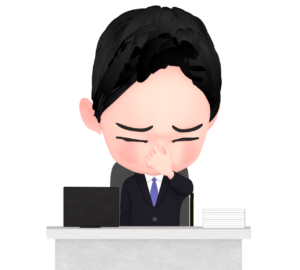 パソコンで目疲れをした男性会社員のイラスト