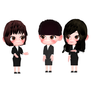人を紹介する女性会社員のイラスト