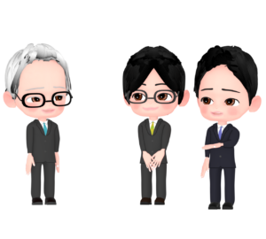 人を紹介するサラリーマンのイラスト