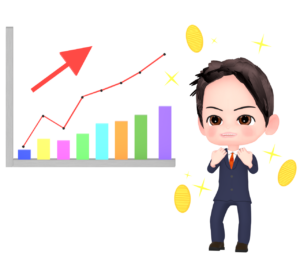 業績がアップをする会社員のイラスト