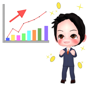 業績アップする会社員のイラスト
