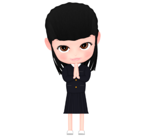 お願いをするかわいい女子学生のイラスト