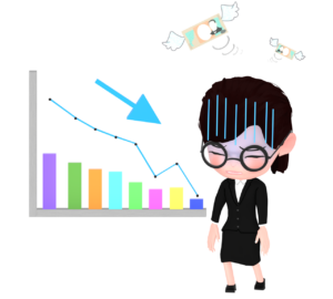 業績不振で悩む会社員のイラスト