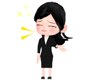 自慢気に話す女性会社員のイラスト