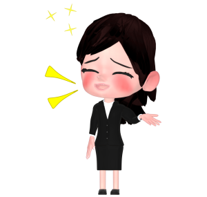 自慢気に話す女性会社員のイラスト