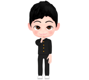 しーっポーズをする男子学生のイラスト