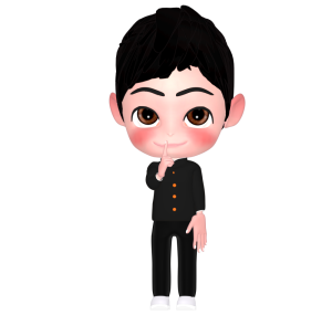 しーっポーズをする男子学生のイラスト