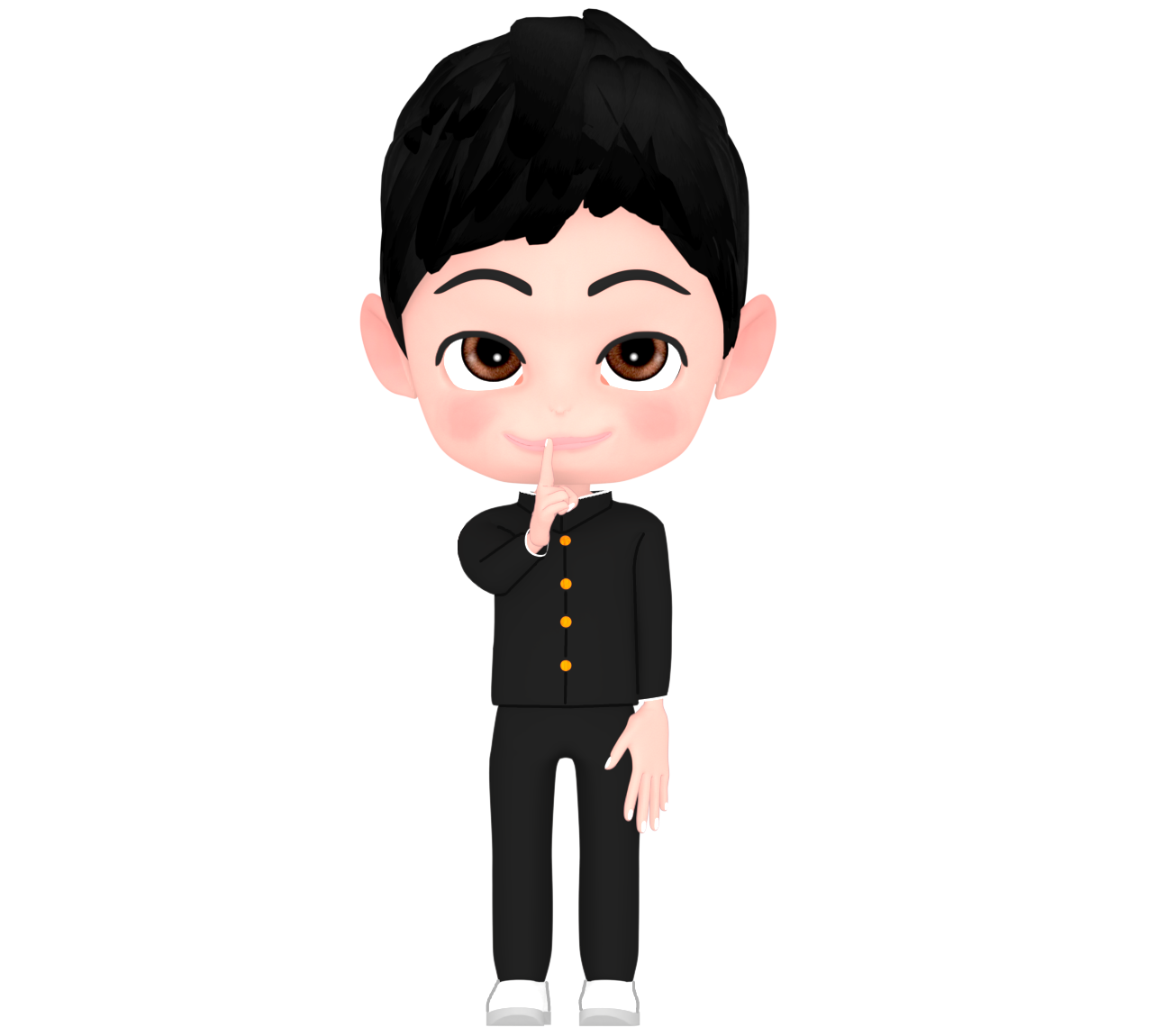 しーっポーズをする男子学生のイラスト