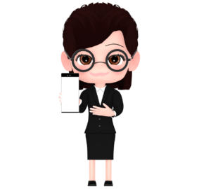 携帯電話を見せる女性会社員のイラスト