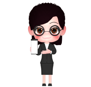 携帯電話を見せる女性会社員のイラスト