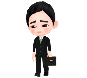 ため息をつく疲れた男性会社員のイラスト