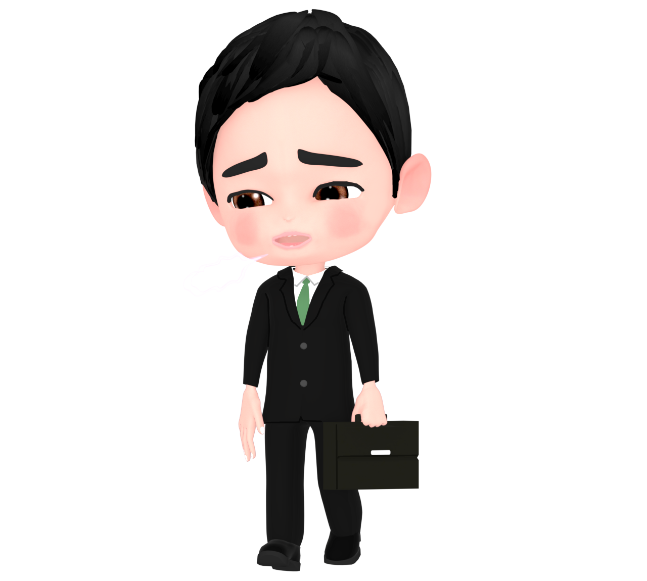 ため息をつく疲れた男性会社員のイラスト