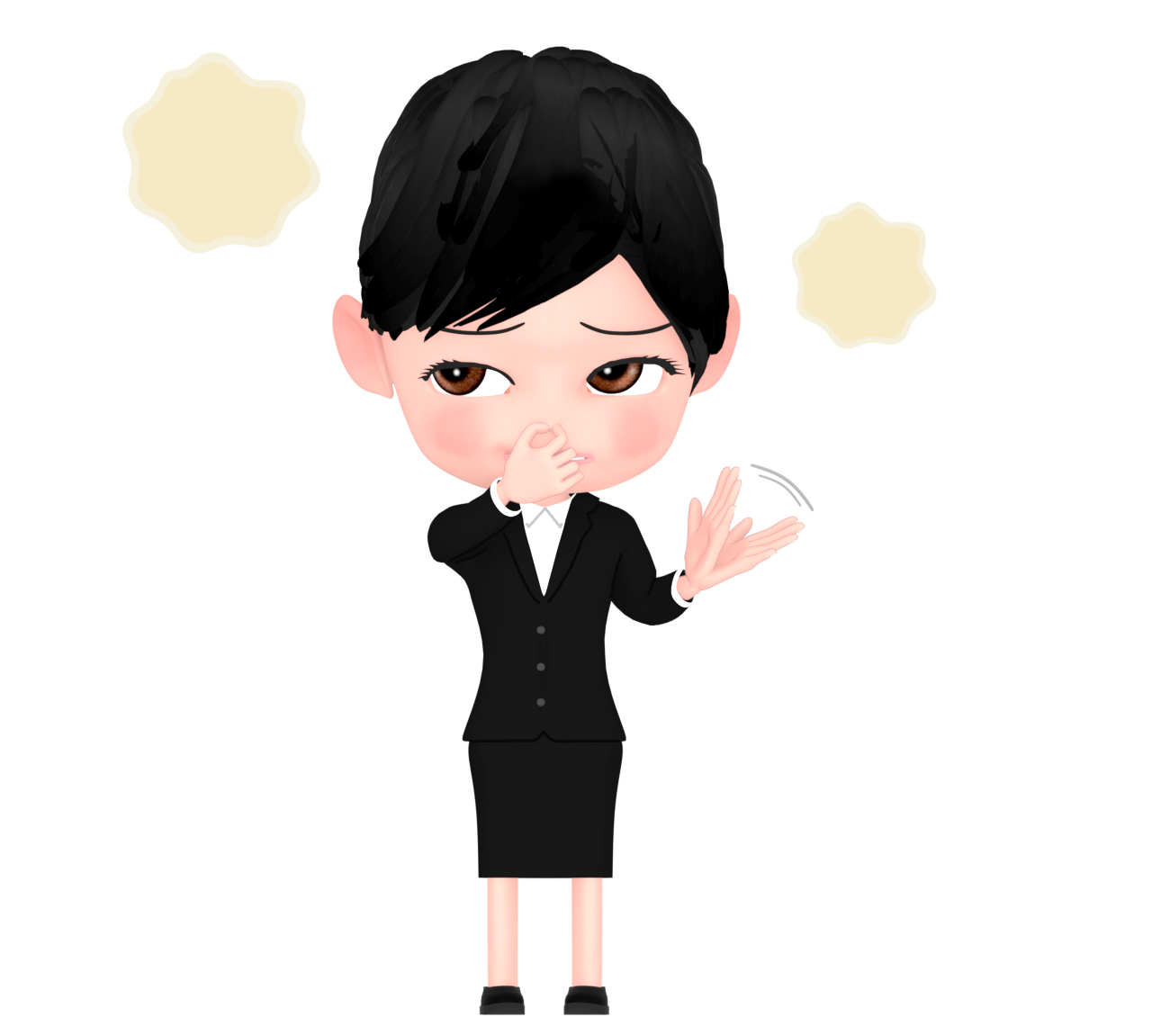 臭い匂いを嗅ぐ女性会社員のイラスト