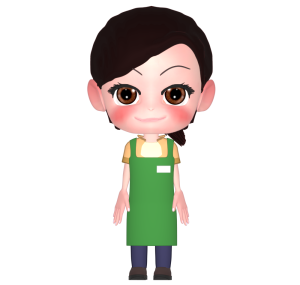 笑顔の女性店員のイラスト
