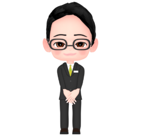 スーツを着て受付をする男性のイラスト