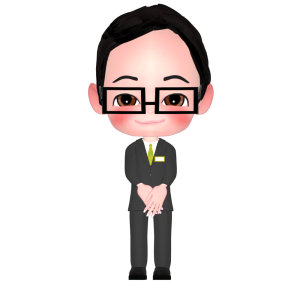 スーツを着て受付をする男性のイラスト