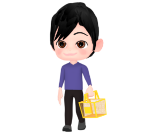 スーパーで買い物をする男性のイラスト