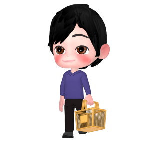 スーパーで買い物する男性のイラスト