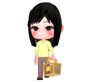 スーパーマーケットで買い物をする女性のイラスト