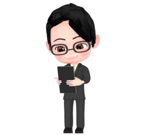 タブレットを使う男性会社員のイラスト