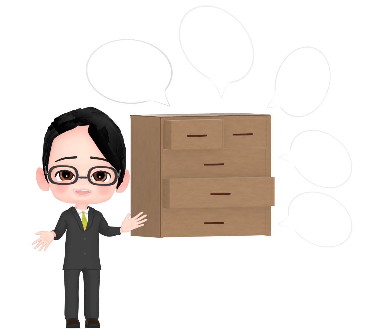 話の引き出しが多い会社員のイラスト