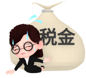 税金が重くのしかかる会社員のイラスト