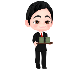 お茶くみをする男性会社員のイラスト