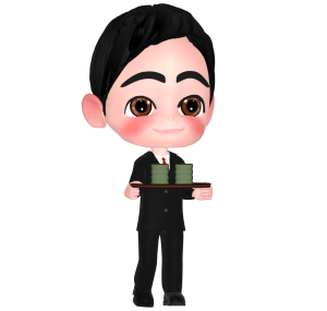 お茶くみする男性会社員のイラスト