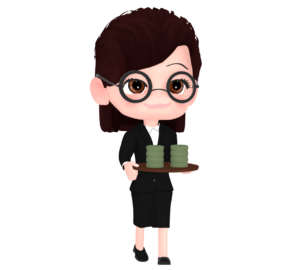 お茶出しをする女性会社員のイラスト
