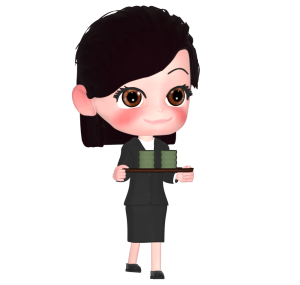お茶出しする女性会社員のイラスト