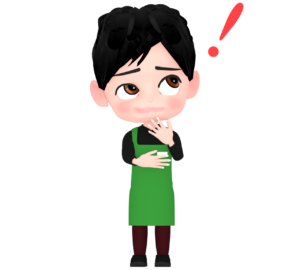 考える店員のイラスト