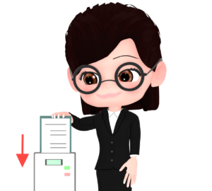 タイムカードを押す女性会社員のイラスト