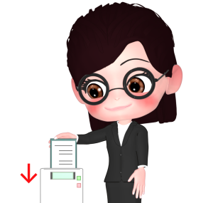 タイムカードを押す女性会社員のイラスト