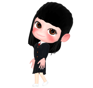振り向くかわいい女子学生のイラスト