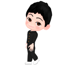 振り向く男子学生のイラスト